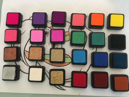 STEMPELKISSEN Set 24 Farben Stempel-Kissen Kinder Stempelfarbe bunt NEU Inkpad