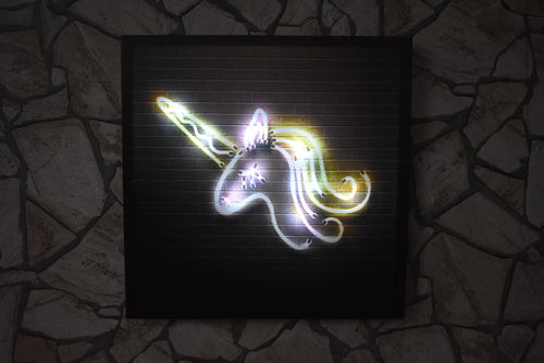 LED mit Beleuchtung Einhorn kopf Leuchtbild Nostalgie Canvas Werbung Schild